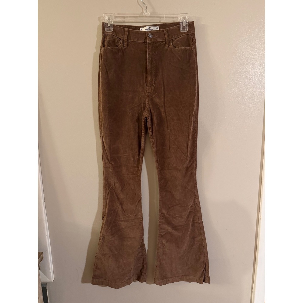 Hollister Brown Corduroy High Rise Flare Pants Womens Size 5R W27 Retro Boho